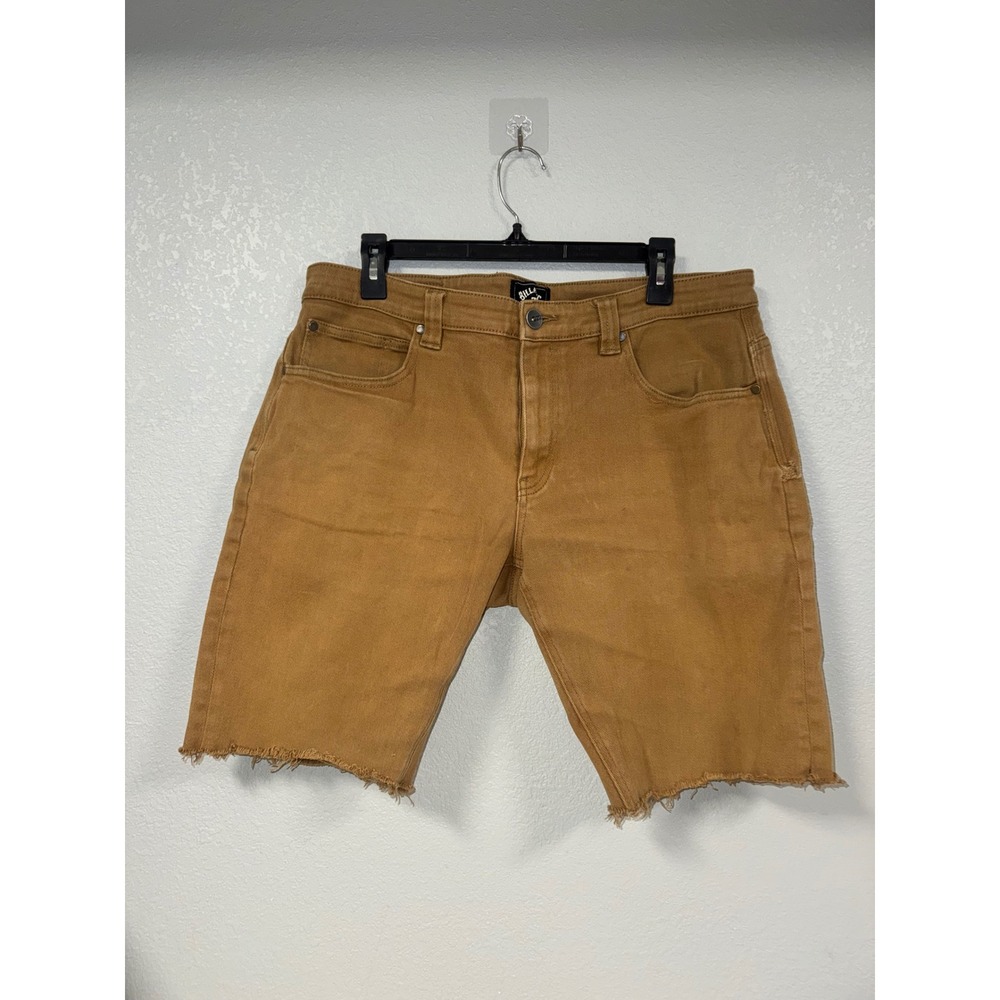 Billabong‎ Slim Straight Denim Cut Off Shorts Mens 36 Brown Raw Hem Surf Casual
